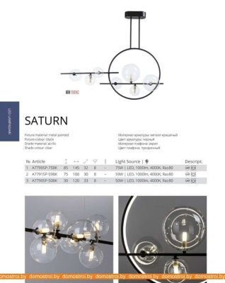 Подвесная люстра Arte Lamp Saturn A7790SP-75BK фотография