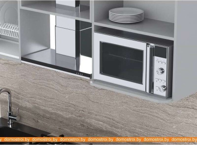 Кухня Интерлиния Мила Gloss 1.8 (белый-асфальт) фотография