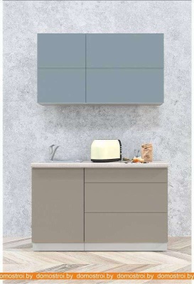 Кухня Интерлиния Мила Матте 1.3 А (океан/луна/травертин серый) фотография