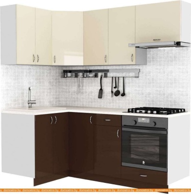 Кухня S-Company Клео глоcс 1.2x2.0 левая (коричневый глянец/ваниль глянец) фотография