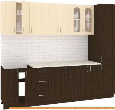 Кухня Кортекс-мебель Корнелия Ретро 2.6м (венге светлый/венге/марсель) фотография