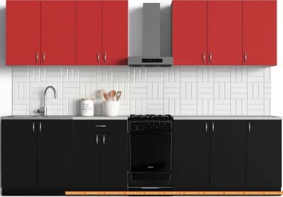 Кухня S-Company Клео колор 2.6 (черный/красный) фотография