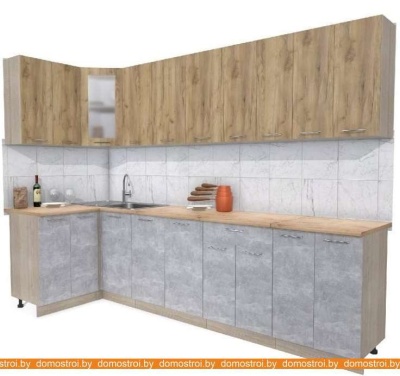 Кухня Интерлиния Мила 12x30 (дуб золотой-бетон-дуб бунратти) фотография