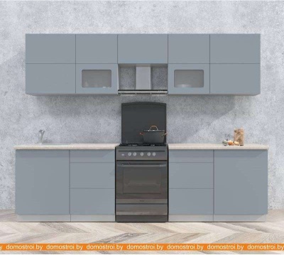 Кухня Интерлиния Мила Матте 2.8 Б (океан/океан/травертин серый) фотография