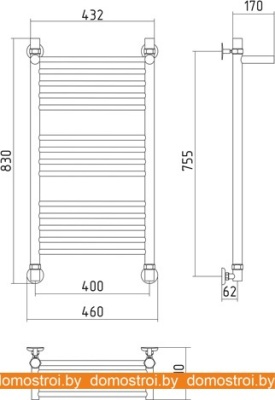Полотенцесушитель Сунержа Богема с полкой 800x400 фотография