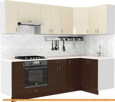 Кухня S-Company Клео глосc 1.2x2.5 правая (коричневый глянец/ваниль глянец) фотография