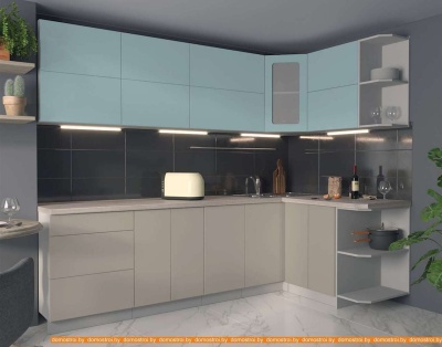 Кухня Интерлиния Мила Матте 1.5x2.9 А правая (океан/луна/травертин серый) фотография