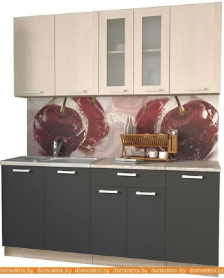 Кухня Интерлиния Мила 18 (вудлайн кремовый-антрацит-бискайская сосна) фотография