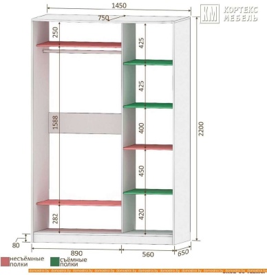 Шкаф-купе Кортекс-мебель Лагуна ШК02-00 (венге) фотография