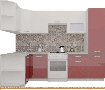 Кухня ВерсоМебель ЭкоЛайт-6 1.3x2.8 левая (белый/рубиново-красный) фотография
