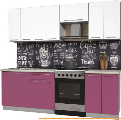 Кухня Интерлиния Мила Пластик 2.4 А (гортензия гл/белый гл/опал светлый) фотография