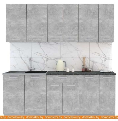 Кухня Интерлиния Мила Лайт 2.1 (бетон-бетон-кастилло темный) фотография