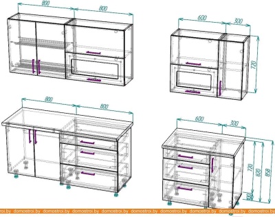 Кухня ВерсоМебель ВерсоЛайн 8-2.5 (белый 001/нежно-зеленый 032) фотография