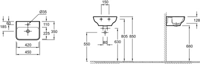 Умывальник Jacob Delafon Struktura EGH111-Z-00 фотография