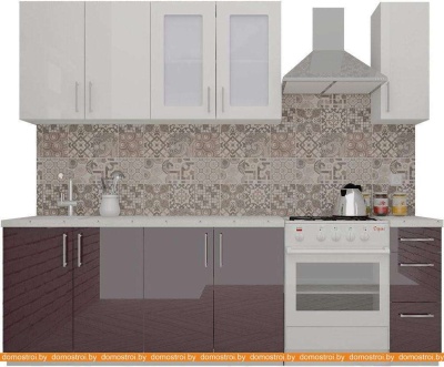 Кухня ВерсоМебель ВерсоЛайн 3-1.9 (белый 001/сливовый 104) фотография