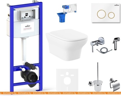 Унитаз Lavinia Boho Relfix Bristol Rimless 10 в 1 75110683 белый/золотистый пластик фотография