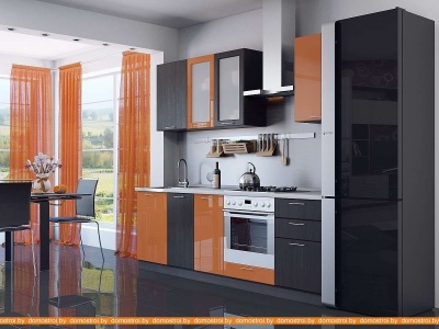 Кухня Vivat Mebel Валерия-М-03 (оранжевый глянец/венге) фотография