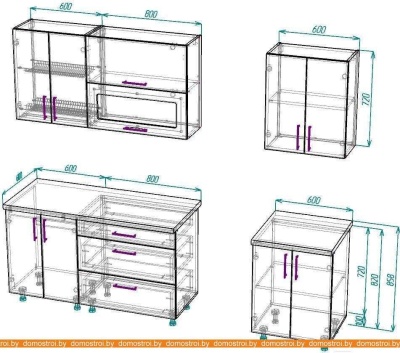 Кухня ВерсоМебель ВерсоЛайн 4-2.0 (белый 001/сливовый 104) фотография
