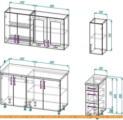 Кухня ВерсоМебель ВерсоЛайн 3-1.7 (белый 001/черный 020) фотография