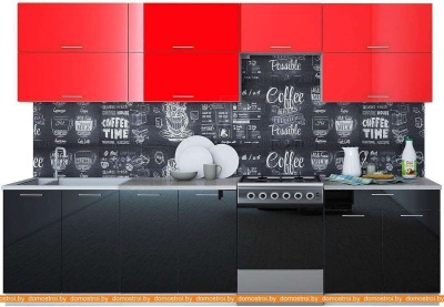 Кухня Интерлиния Мила Gloss 60-30 (красный/черный) фотография