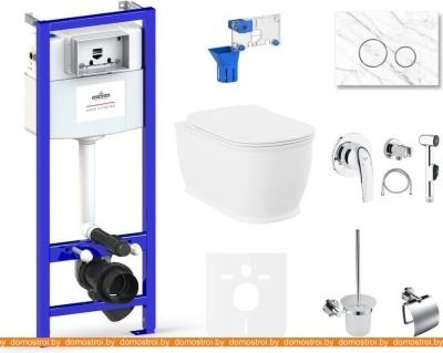 Унитаз Lavinia Boho Relfix Bell Pro Rimless 10 в 1 75110500 (statuary иск. камень) фотография