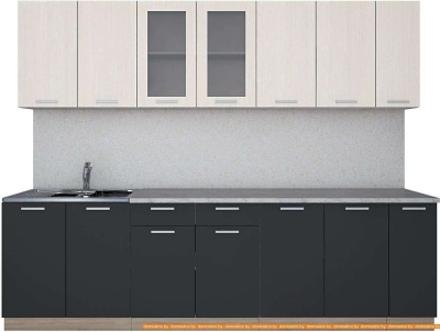 Кухня Интерлиния Мила 27 (антрацит/вудлайн кремовый) фотография