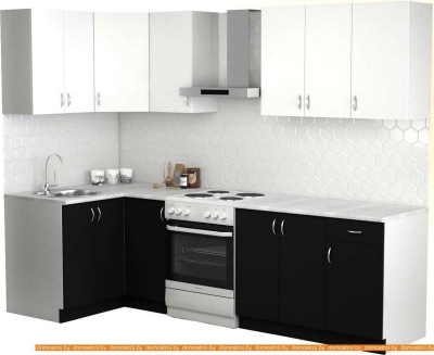 Кухня S-Company Клео лайт 1.2x2.1 левая (черный/белый) фотография