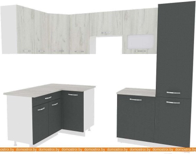 Кухня ВерсоМебель Эко-5 1.4x2.6 левая (дуб крафт белый/антрацит) фотография