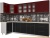 Кухня Интерлиния Мила Пластик 1.2x3.1 (черный глянец/бордо глянец/опал светлый) фотография