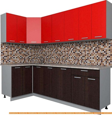 Кухня Интерлиния Мила Лайт 1.2x2.4 (красный/дуб венге) фотография