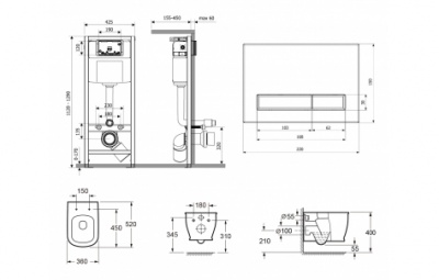 Комплект для подвесного унитаза 6 в 1 Smart F-Control Multi 3940014R  фотография