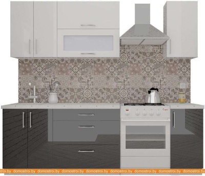 Кухня ВерсоМебель ВерсоЛайн 8-1.9 (белый 001/черный графит 042) фотография