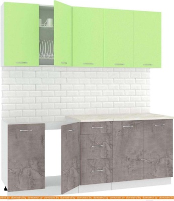 Кухня Кортекс-мебель Корнелия Лира 2.0м (зеленый/оникс/мадрид) фотография