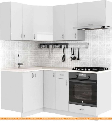 Кухня S-Company Клео глосc 1.2x1.8 левая (белый глянец/белый глянец) фотография