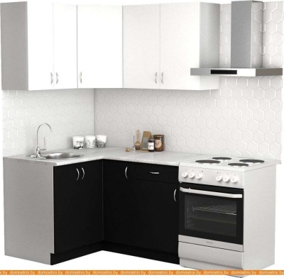 Кухня S-Company Клео лайт 1.2x1.4 левая (черный/белый) фотография