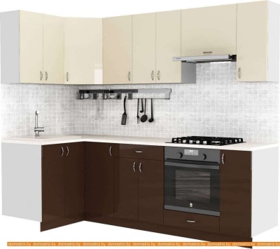 Кухня S-Company Клео глосc 1.2x2.5 левая (коричневый глянец/ваниль глянец) фотография
