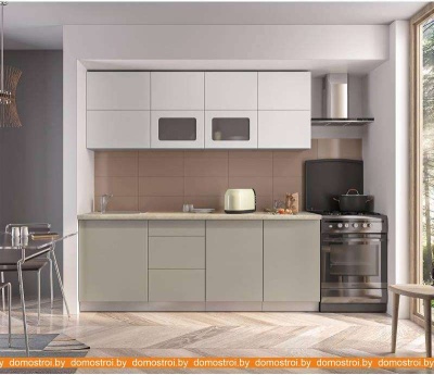 Кухня Интерлиния Мила Матте 2.1 А (белый/луна/опал светлый) фотография