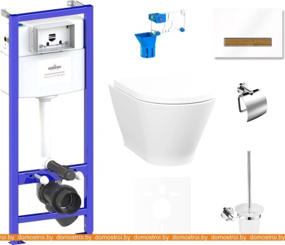 Унитаз Lavinia Boho Relfix Elegant Rimless 9 в 1 75110458 (белый/дерево стекло) фотография