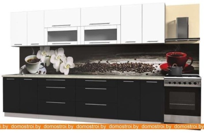Кухня Интерлиния Мила Пластик 3.2 В (черный глянец-белый глянец-опал светлый) фотография