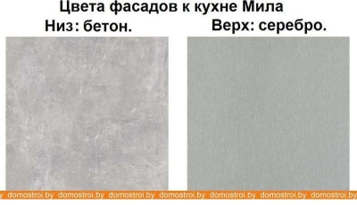 Кухня Интерлиния Мила Лайт 1.6-60 (серебристый-бетон-бискайская сосна) фотография