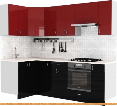 Кухня S-Company Клео глоcс 1.2x2.4 левая (черный глянец/бургундский глянец) фотография