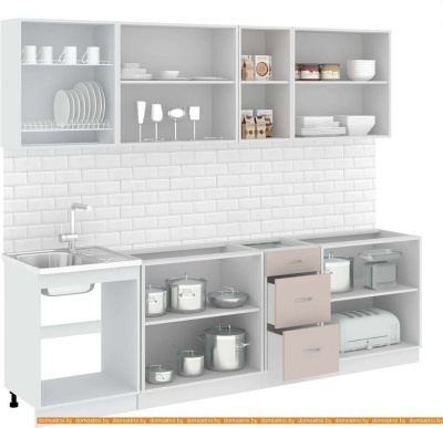 Кухня Кортекс-мебель Корнелия Лира 2.6 без столешницы (капучино/оникс) фотография