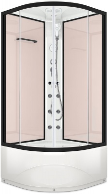 Душевая кабина Domani-Spa Delight 99 High 90x90 (прозрачное стекло / розовые стенки) с крышей с гидромассажем фотография