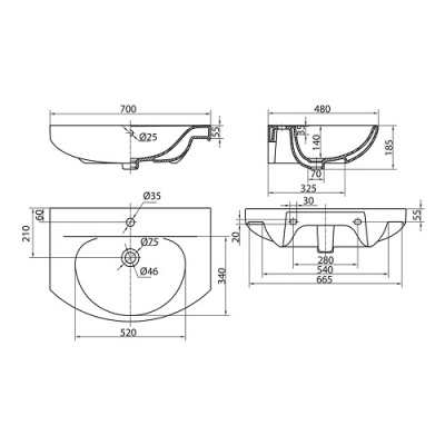 Умывальник Kolo Runa L81970000 70x48 фотография