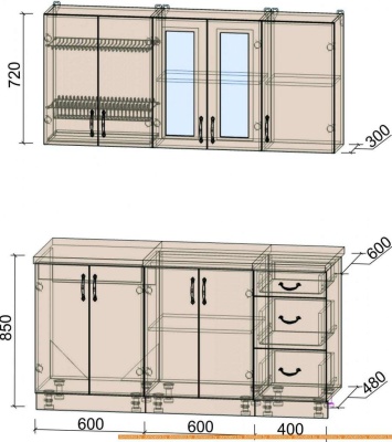 Кухня Интерлиния Мила Крафт 1.6Б (дуб королевский) фотография