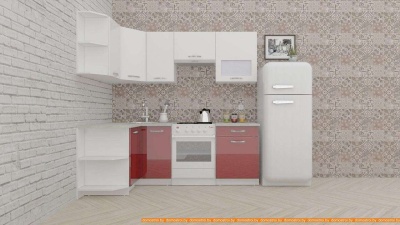 Кухня ВерсоМебель ЭкоЛайт-5 1.2x2.1 левая (белый/рубиново-красный) фотография