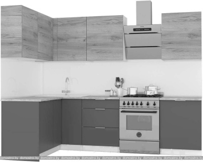 Кухня Интермебель Микс Топ-23 2.1x1.42м левая (дуб каньон-вудлайн кремовый-венато) фотография