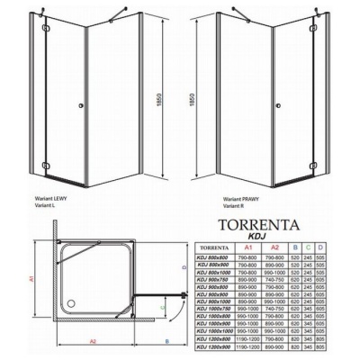 Душевой уголок Radaway Torrenta KDJ L/R [32444-01-01N] 100x100 прозрачный фотография
