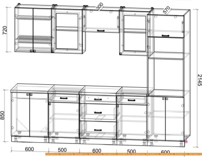Кухня Интерлиния Мила Деко 2.8 (луна-луна-травертин серый) фотография