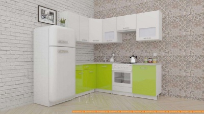 Кухня ВерсоМебель ЭкоЛайт-5 1.4x2.2 левая (белый/лайм яркий) фотография